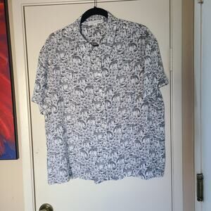 Jane + Delancey Women’s Zebra Floral Button Down Shirt XL Short Sleeve